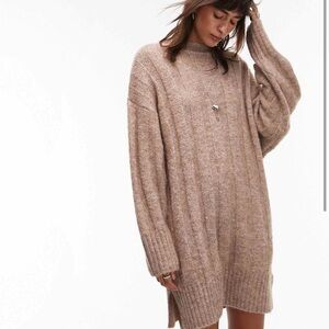 Topshop Cozy Beige Knit Sweater Dress
